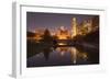 Gene Leahy Mall Skyline at Dawn, Omaha, Nebraska, USA-Walter Bibikow-Framed Photographic Print