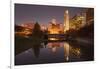 Gene Leahy Mall Skyline at Dawn, Omaha, Nebraska, USA-Walter Bibikow-Framed Photographic Print