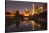 Gene Leahy Mall Skyline at Dawn, Omaha, Nebraska, USA-Walter Bibikow-Stretched Canvas