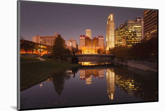 Gene Leahy Mall Skyline at Dawn, Omaha, Nebraska, USA-Walter Bibikow-Mounted Photographic Print