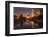 Gene Leahy Mall Skyline at Dawn, Omaha, Nebraska, USA-Walter Bibikow-Framed Premium Photographic Print