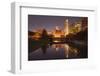 Gene Leahy Mall Skyline at Dawn, Omaha, Nebraska, USA-Walter Bibikow-Framed Premium Photographic Print