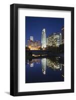 Gene Leahy Mall Skyline at Dawn, Omaha, Nebraska, USA-Walter Bibikow-Framed Photographic Print