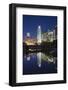 Gene Leahy Mall Skyline at Dawn, Omaha, Nebraska, USA-Walter Bibikow-Framed Photographic Print