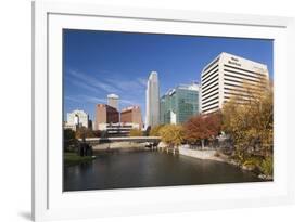 Gene Leahy Mall Skyline, Omaha, Nebraska, USA-Walter Bibikow-Framed Photographic Print