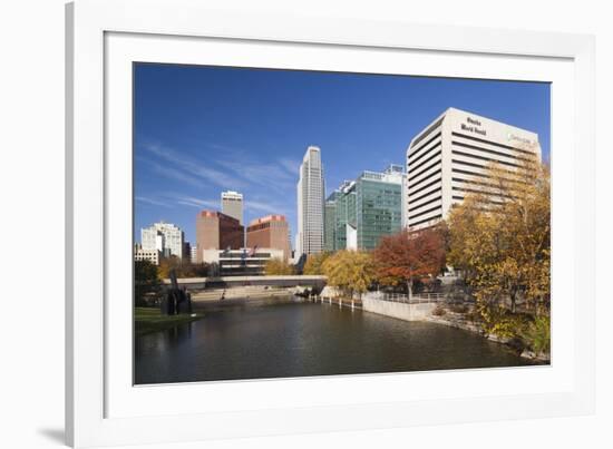 Gene Leahy Mall Skyline, Omaha, Nebraska, USA-Walter Bibikow-Framed Photographic Print