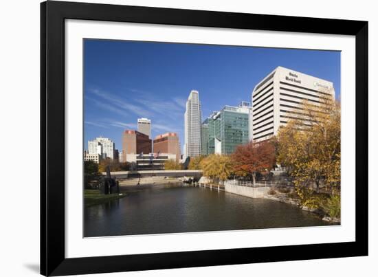 Gene Leahy Mall Skyline, Omaha, Nebraska, USA-Walter Bibikow-Framed Photographic Print