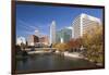 Gene Leahy Mall Skyline, Omaha, Nebraska, USA-Walter Bibikow-Framed Photographic Print