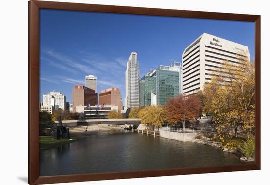 Gene Leahy Mall Skyline, Omaha, Nebraska, USA-Walter Bibikow-Framed Photographic Print