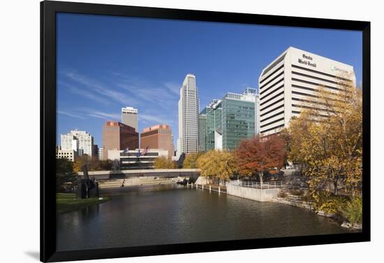 Gene Leahy Mall Skyline, Omaha, Nebraska, USA-Walter Bibikow-Framed Photographic Print