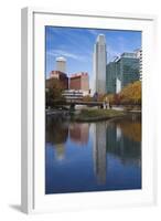 Gene Leahy Mall Skyline, Omaha, Nebraska, USA-Walter Bibikow-Framed Photographic Print