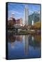 Gene Leahy Mall Skyline, Omaha, Nebraska, USA-Walter Bibikow-Framed Stretched Canvas