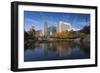 Gene Leahy Mall Skyline, Omaha, Nebraska, USA-Walter Bibikow-Framed Photographic Print