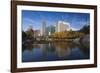 Gene Leahy Mall Skyline, Omaha, Nebraska, USA-Walter Bibikow-Framed Photographic Print