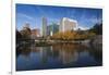 Gene Leahy Mall Skyline, Omaha, Nebraska, USA-Walter Bibikow-Framed Photographic Print