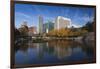 Gene Leahy Mall Skyline, Omaha, Nebraska, USA-Walter Bibikow-Framed Photographic Print