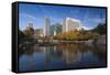 Gene Leahy Mall Skyline, Omaha, Nebraska, USA-Walter Bibikow-Framed Stretched Canvas