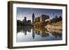 Gene Leahy Mall Skyline, Omaha, Nebraska, USA-Walter Bibikow-Framed Photographic Print