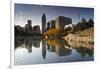 Gene Leahy Mall Skyline, Omaha, Nebraska, USA-Walter Bibikow-Framed Photographic Print