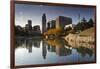 Gene Leahy Mall Skyline, Omaha, Nebraska, USA-Walter Bibikow-Framed Photographic Print