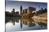 Gene Leahy Mall Skyline, Omaha, Nebraska, USA-Walter Bibikow-Stretched Canvas