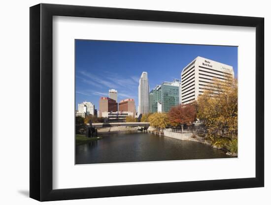 Gene Leahy Mall Skyline, Omaha, Nebraska, USA-Walter Bibikow-Framed Premium Photographic Print