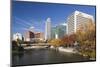 Gene Leahy Mall Skyline, Omaha, Nebraska, USA-Walter Bibikow-Mounted Premium Photographic Print