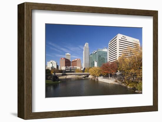 Gene Leahy Mall Skyline, Omaha, Nebraska, USA-Walter Bibikow-Framed Photographic Print