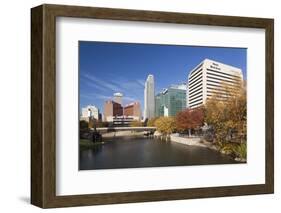 Gene Leahy Mall Skyline, Omaha, Nebraska, USA-Walter Bibikow-Framed Photographic Print