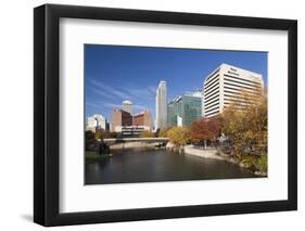 Gene Leahy Mall Skyline, Omaha, Nebraska, USA-Walter Bibikow-Framed Photographic Print