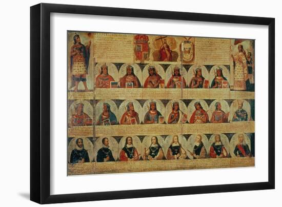 Genealogy of the Inca Rulers and Successors: Manco Capac to Ferdinand VI of Spain, c.1750-null-Framed Giclee Print