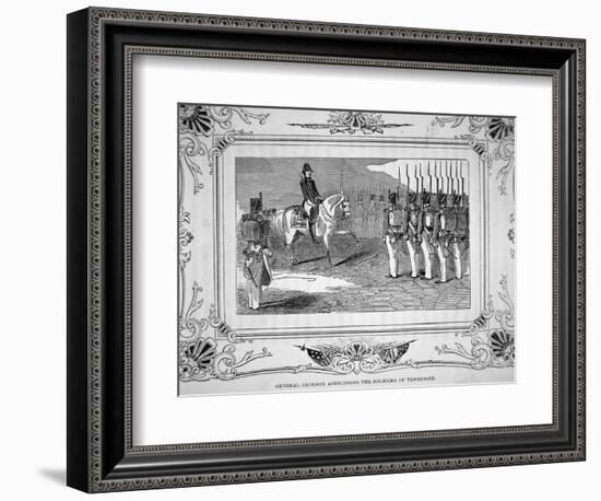 General Andrew Jackson Speaks to Tennessee Militia Before the Battle of Horsehoe Bend, 1814, 1847-null-Framed Giclee Print