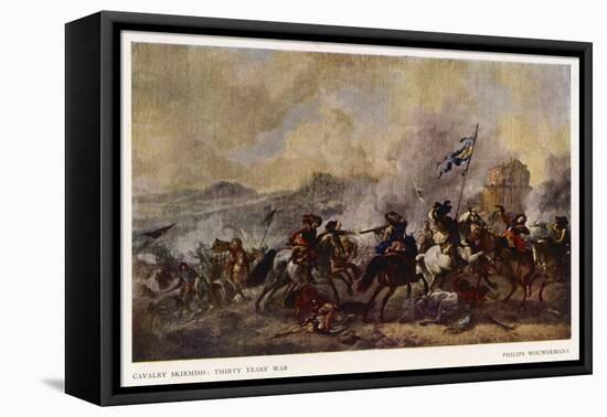 General Battle Scene: a Cavalry Skirmish-Philips Wouvermann-Framed Stretched Canvas