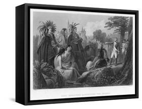 General Burgoyne Addressing the Indians, C18th Century-H Warren-Framed Stretched Canvas