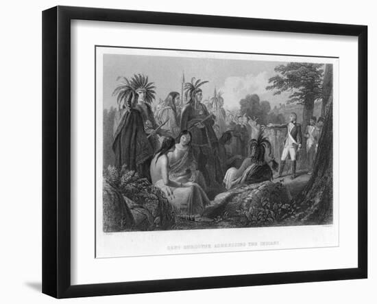 General Burgoyne Addressing the Indians, C18th Century-H Warren-Framed Giclee Print