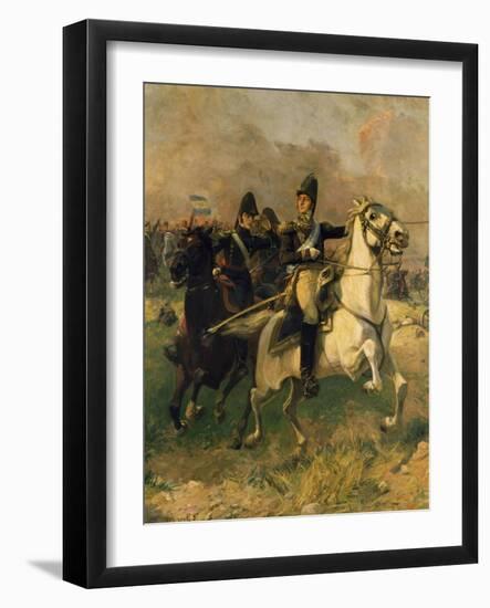 General Carlos De Alvear Ordering Cavalry Charge During Battle of Ituzainigo-null-Framed Giclee Print