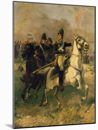 General Carlos De Alvear Ordering Cavalry Charge During Battle of Ituzainigo-null-Mounted Giclee Print