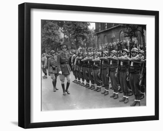 General Charles De Gaulle, Inspecting Free French Forces During Bastille Day Ceremonies in London-null-Framed Photo