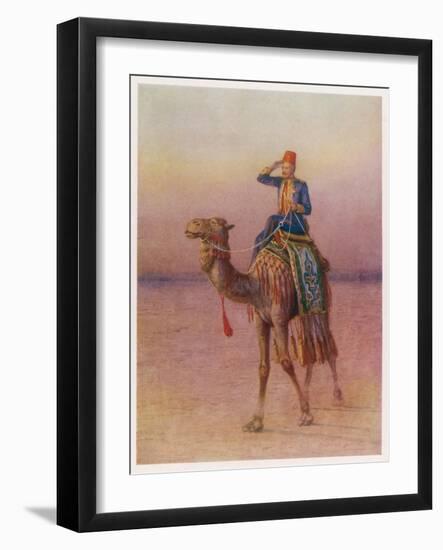 General Charles Gordon Approaching the City of Dava on a Camel in 1876-null-Framed Photographic Print