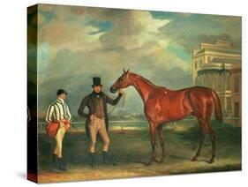 General Chasse, a Chestnut Racehorse Being Held by His Trainer, with His Jockey, J. Holmes-John E. Ferneley-Stretched Canvas