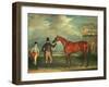 General Chasse, a Chestnut Racehorse Being Held by His Trainer, with His Jockey, J. Holmes-John E. Ferneley-Framed Giclee Print