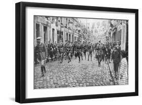 General Currie and Canadian Troops Walking Through a Liberated Town, 27 October 1918-null-Framed Giclee Print