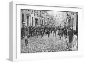 General Currie and Canadian Troops Walking Through a Liberated Town, 27 October 1918-null-Framed Giclee Print