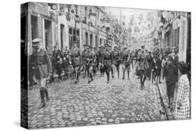 General Currie and Canadian Troops Walking Through a Liberated Town, 27 October 1918-null-Stretched Canvas