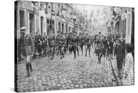 General Currie and Canadian Troops Walking Through a Liberated Town, 27 October 1918-null-Stretched Canvas