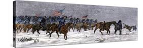 General Custer's Cavalry Marching to Attack a Cheyenne Village on the Great Plains, 1868-null-Stretched Canvas