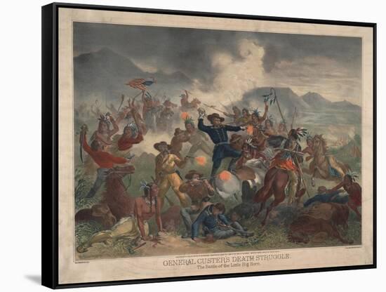 General Custer's Death Struggle, Battle of Little Bighorn, 1878-S. H. Redmond-Framed Stretched Canvas