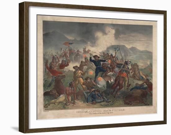 General Custer's Death Struggle, Battle of Little Bighorn, 1878-S. H. Redmond-Framed Giclee Print