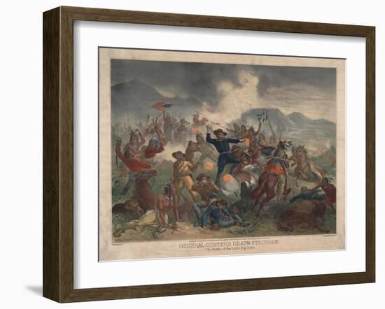 General Custer's Death Struggle, Battle of Little Bighorn, 1878-S. H. Redmond-Framed Giclee Print