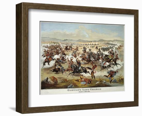 General Custer's Last Stand at the Battle of Little Bighorn, June 25, 1876-null-Framed Giclee Print